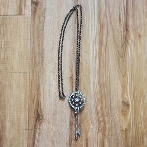 Gunmetal Silver Key Pendant Necklace
